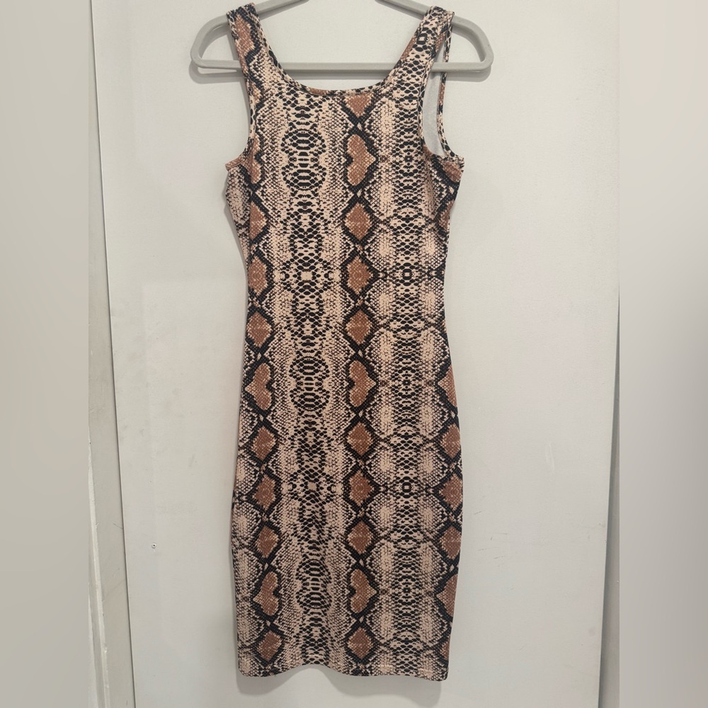 Small Snake Print Sleeveless Stretchy Dress
